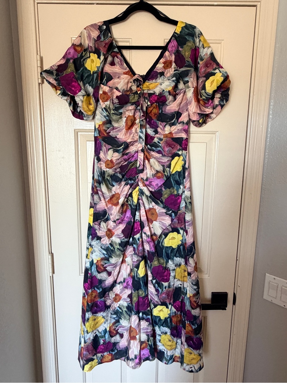 Adelyn Rae Floral Maxi Dress in Yellow, Purple and Pink